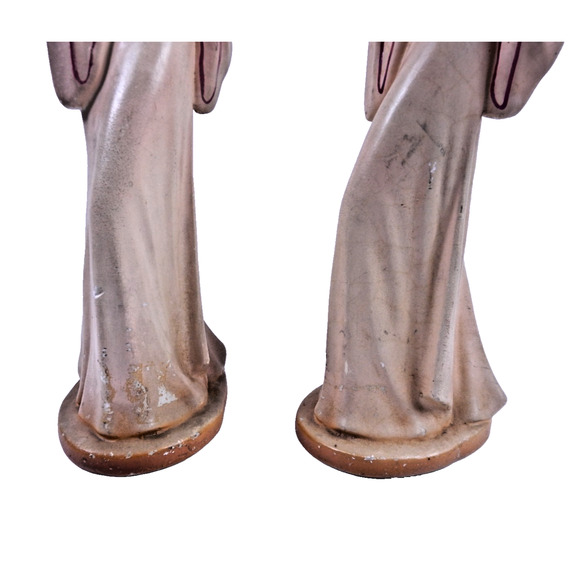 Pair Circa 1920's Elegant Woman in Robe Full Body Chalkware Statue Figurines 12" - Picture 9 of 10